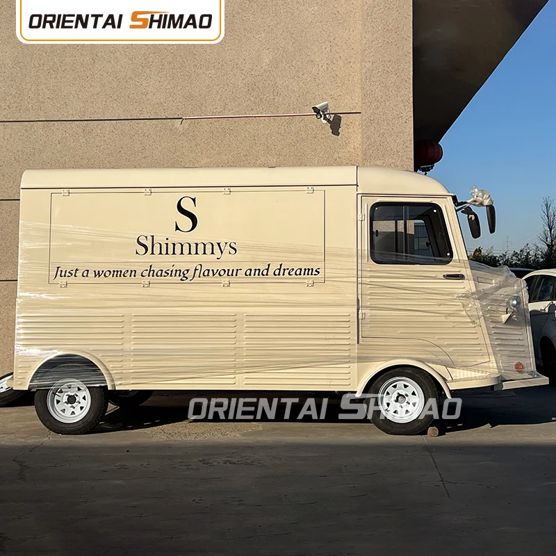 5.02m Beige Vintage-Style Pizza Food Trailer