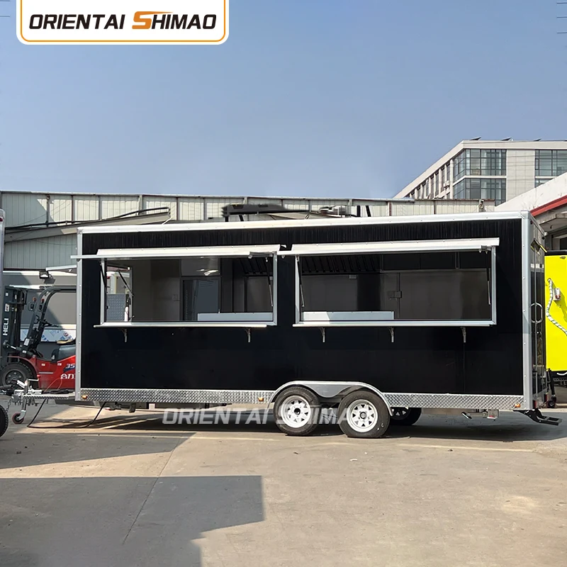 5.5m Black Square Breakfast Food Trailer