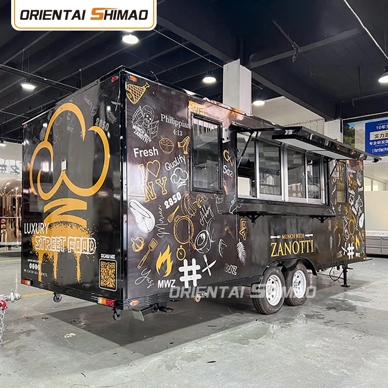 5.7m Black Aluminum Steak Food Trailer