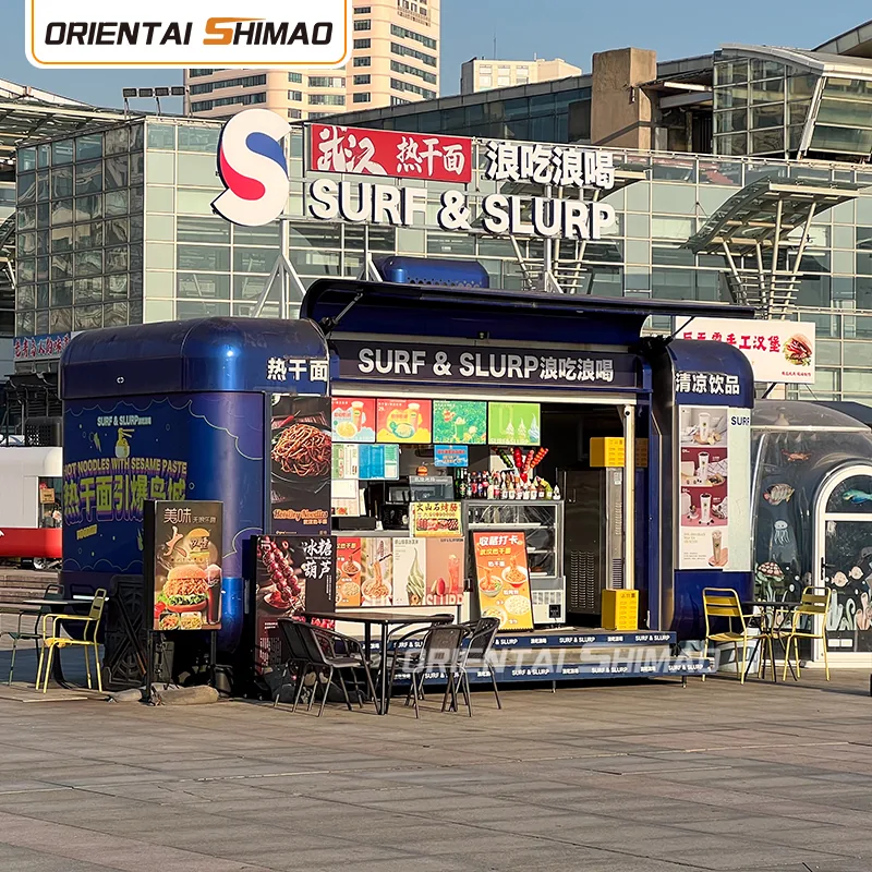 5m Blue Wheeled Beverage and Ice Cream Kiosk